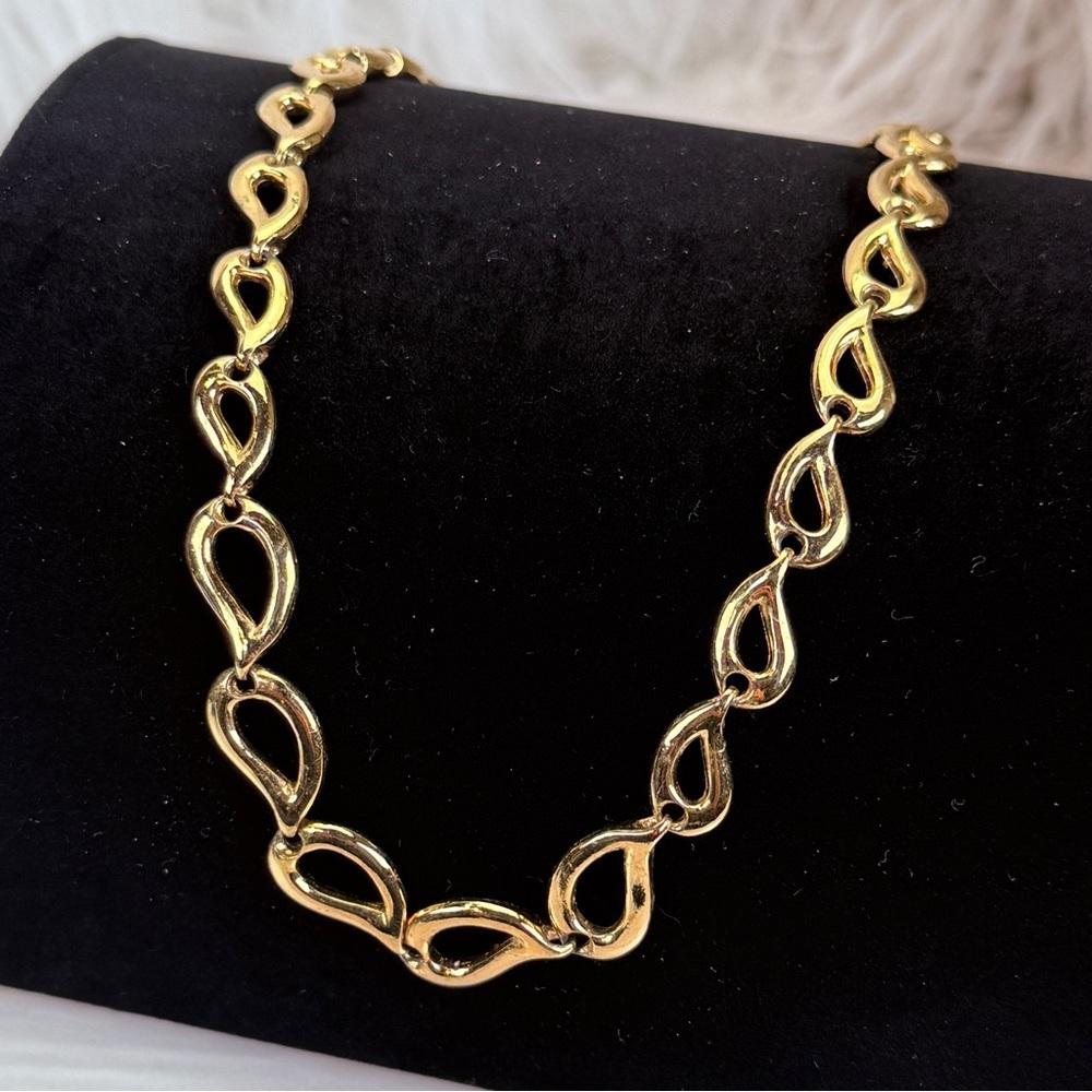 Vintage Gold Tone Open Link Statement Necklace